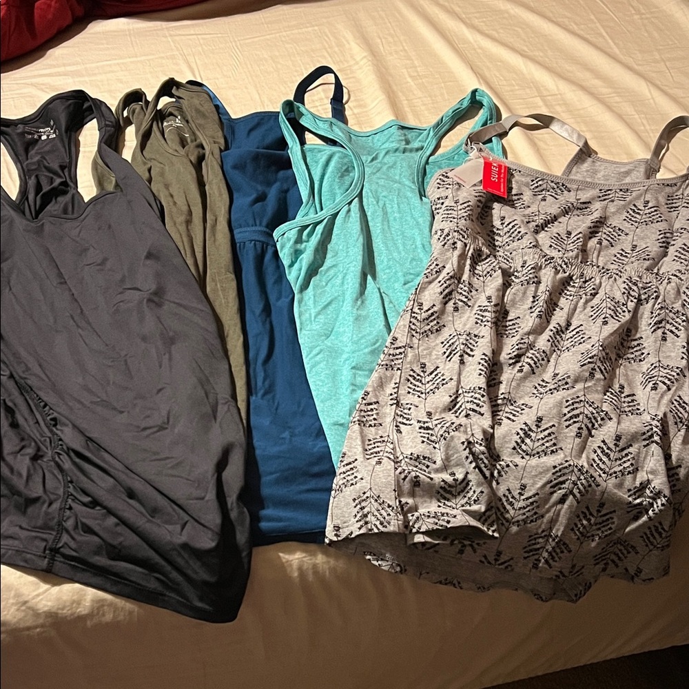 Women's Assorted Maternity Tank Tops - Black, Green, Blue, Gray
